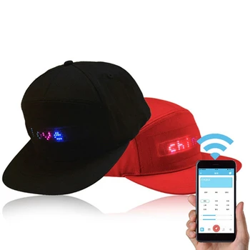 Unisex LED Bluetooth Ponsel Aplikasi Dikendalikan Topi Bisbol Scroll Tampilan Pesana Papan Hip Hop Street Snapback Kšiltovky