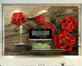 Beibehang Vlastní fotografie tapety úlevu trojrozměrné růže mramorová TV pohovka pozadí na zeď home dekorace 3d tapety nástěnné malby