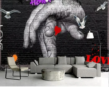 Beibehang Vlastní tapety Evropský a Americký styl graffiti cihlová zeď TV pozadí zeď domácí dekorace nástěnná 3d tapety