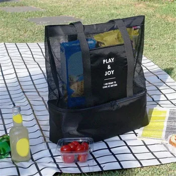 Nové Tepelně Izolační Taška Kapesní Oběd Bag Užitečné Taška Přes Rameno Chladiče Piknik Taška Mesh Beach Tote Bag Jídlo, Pití, Skladování