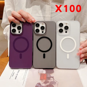 Magsafe Velkoobchod Kůže Matné Mobilní Telefon Magnetický Kryt Pro Iphone 15 Pro Max Pc Matný Transparentní Fundas Coque 100ks