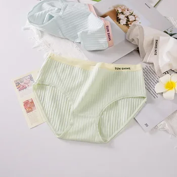 Spodní prádlo, ženy měkké a pohodlné bavlny rozkroku antibakteriální dívka střední pás barevný pás dopis tištěné taška hýždě