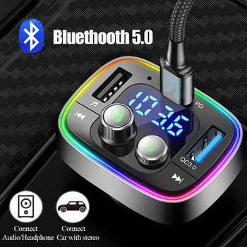 FM Vysílač Handsfree Lossless MP3 Přehrávač Dual USB Type-C Quick Nabíječka do Auta Bluetooth-compaitable 5.0 Rádio Modulátor Auto Kit