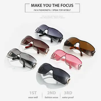 Trendy Pánské Odstíny Moderní Gradientní Čočkou Dámské sluneční Brýle Y2K sluneční Brýle Obtékat Kolem Futuristický