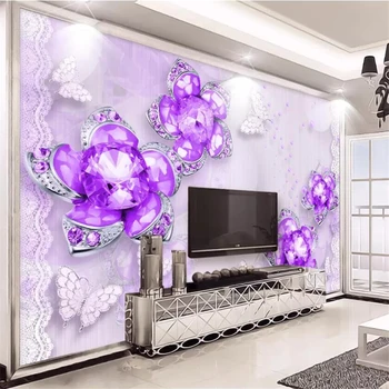 beibehang Vlastní tapety 3d foto nástěnné noble nádherné fialové šperky květina stereo TV pozadí zeď obývací pokoj tapety