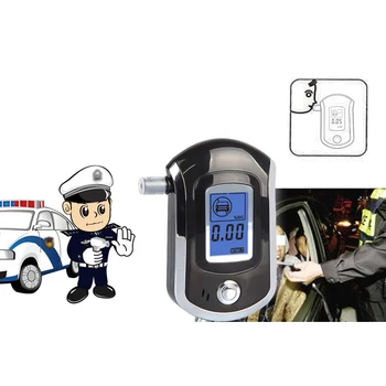 AT6000 Profesionální Policejní Dechu Balónek LCD Digitální Alkohol Tester Vysoce přesný Alkohol Detektor s 5 Náustky