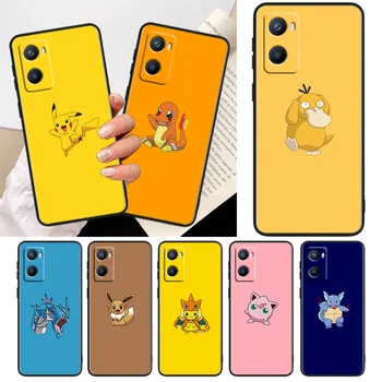 Karikatura Pokemon Pikachu Telefon Pouzdro Pro OPPO A56S A55 A54S A53S A52 A33 A31 A32 A16S A16 A12 A11S A9 A5 2020 Černý Kryt