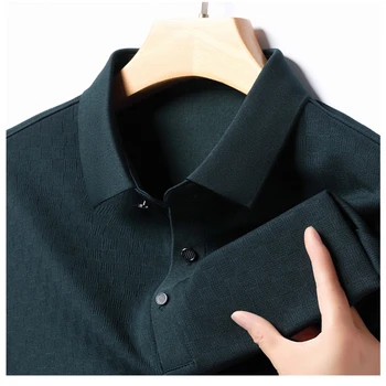 Na jaře a na Podzim Dlouhý Rukáv T-shirt Pánské jednobarevné Polo Košile Business Casual Klopy Denní Topy Svetr