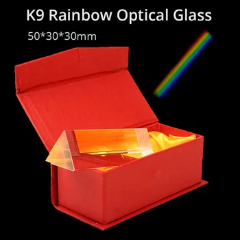 50*30*30mm K9 Duha Optické Sklo Triple Trojúhelníkový Hranol Fyzika Výuka Světlo Spection Reflexe Experimentu Fotografie