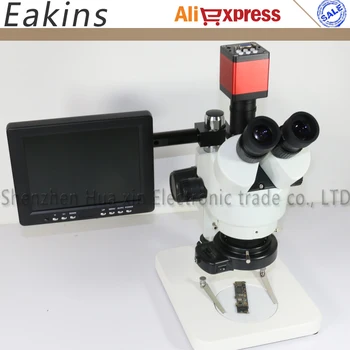 Trinocular Stereo Mikroskop 3.5-90X Kontinuální Zoom+144 LED Světla+HDMI VGA 720P 13MP Fotoaparát, Mikroskop+8