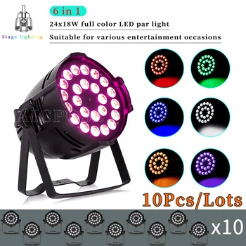 10Pcs/Lots 24x12W/24x18W RGBWA UV 6 v 1 LED Par Světla Hliníkové Jevištní Reflektor, DMX Ovládání DJ Disco Zařízení, Osvětlení