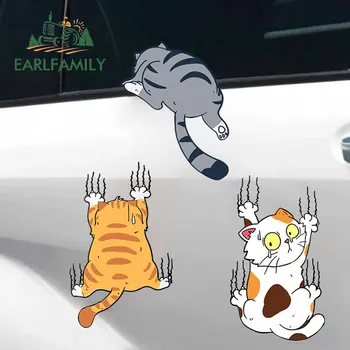 EARLFAMILY 3ks Legrační Pro Kočku Auto Samolepka Lezení Kočky Zvíře Vinyl Campervan, Auto Příslušenství Obtisk Vodotěsné Osobnosti