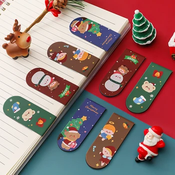 Kreslené Veselé Vánoce Magnet Záložka Čtení Vánoční Medvěd Sněhulák Kniha Mark Kancelářské Potřeby Materiál Škole Kancelářských Potřeb Školy