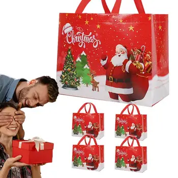 Vánoční Dárkové Balíčky 5 Ks Vánoční Tote Bag S Úchyty Non Tkané Balení Vánoční Dekorace Na Dárky, Balicí Cestování